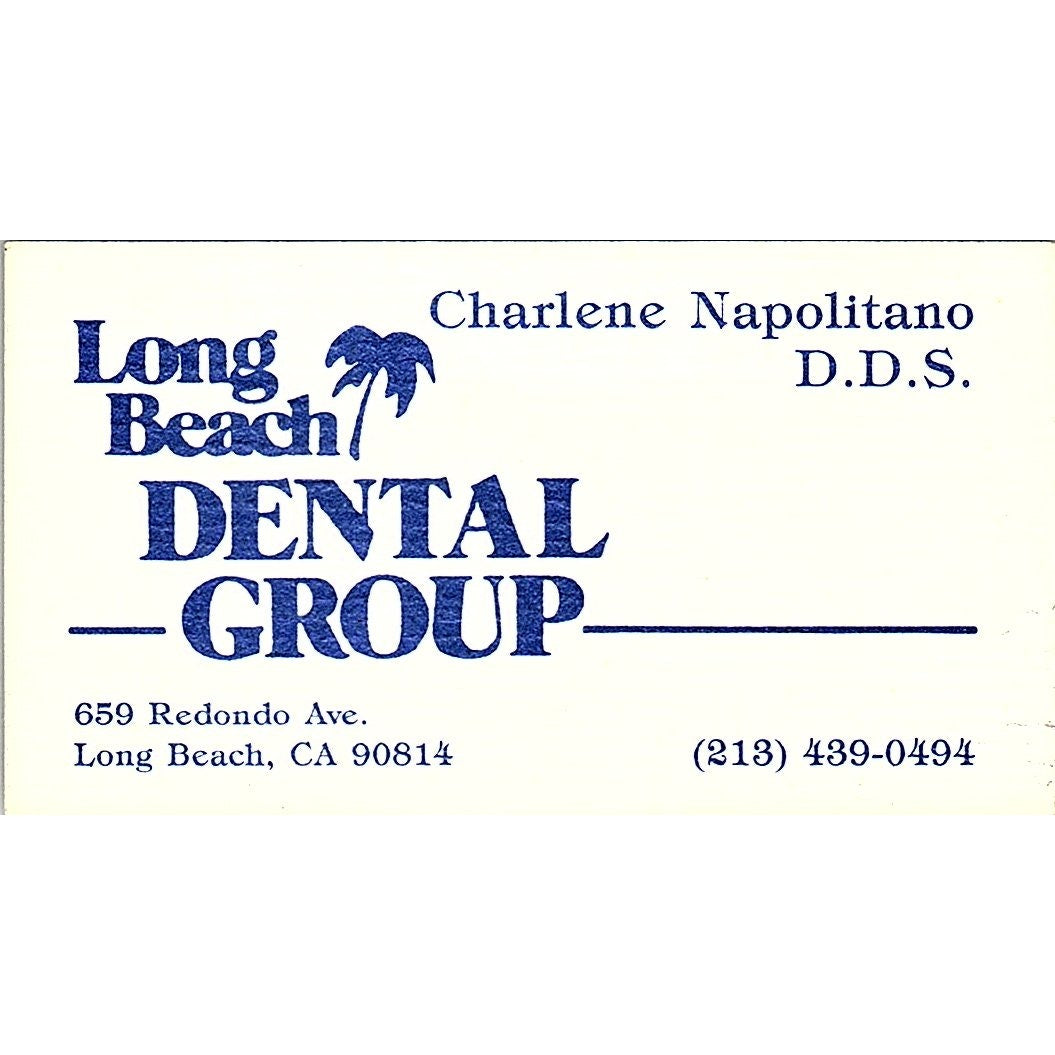 Charlene Napolitano DDS Long Beach Dental Group CA Vintage Business Card SE3-B15