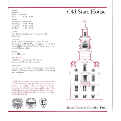 Vintage Old State House Boston National Historical Park Brochure TF4-BD