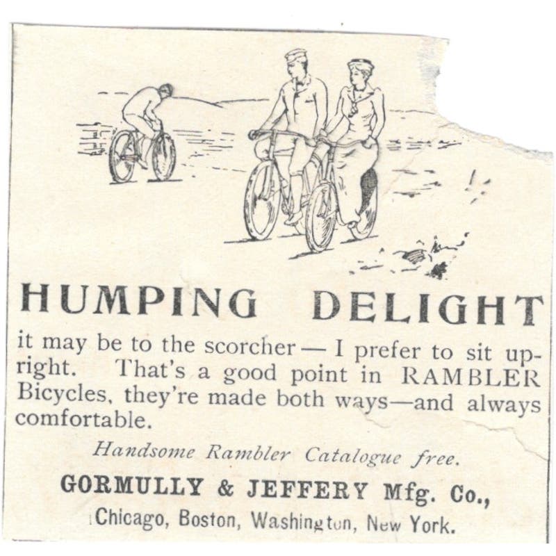 Humping Delight Rambler Bicycles Gormully & Jeffery Mfg Co 1893 Judge Ad AB9-SB