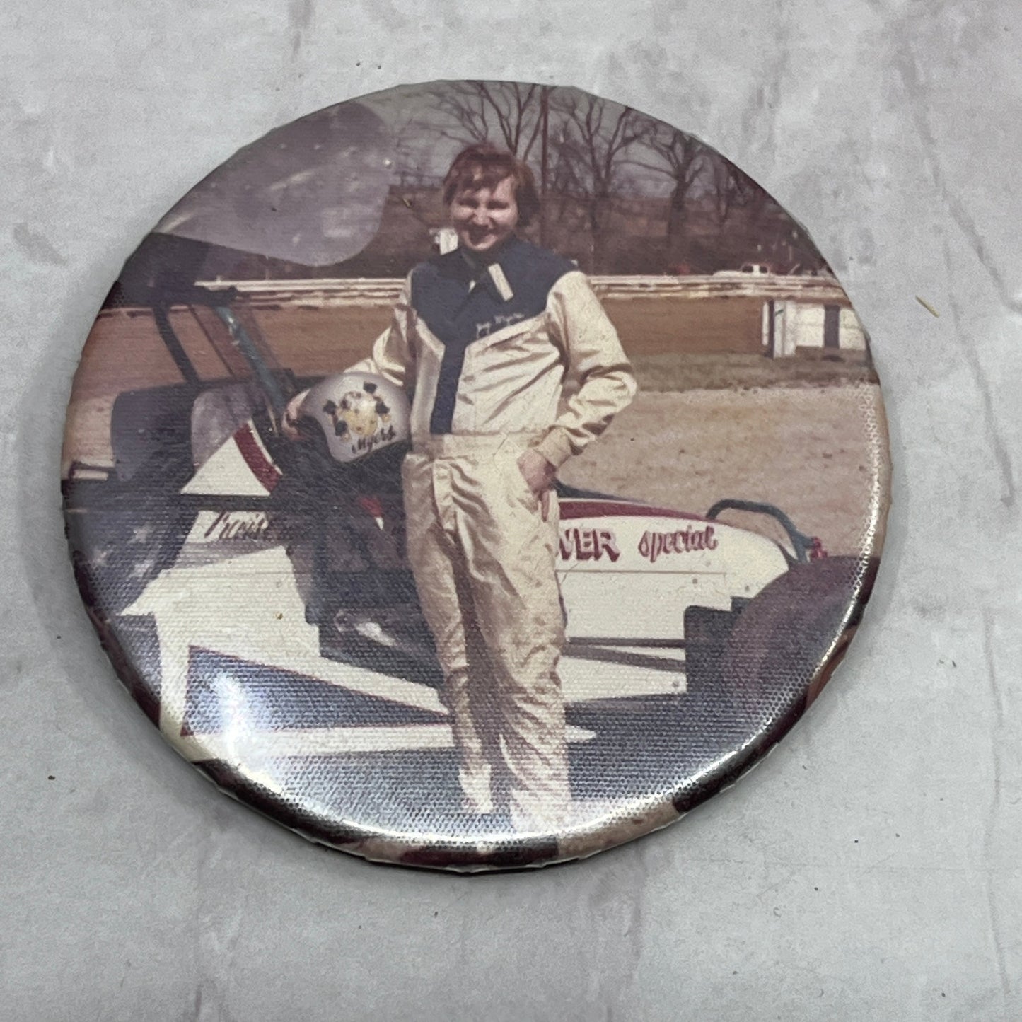 Vintage Racing Portrait Racecar Vintage Pinback Button TC5-PB