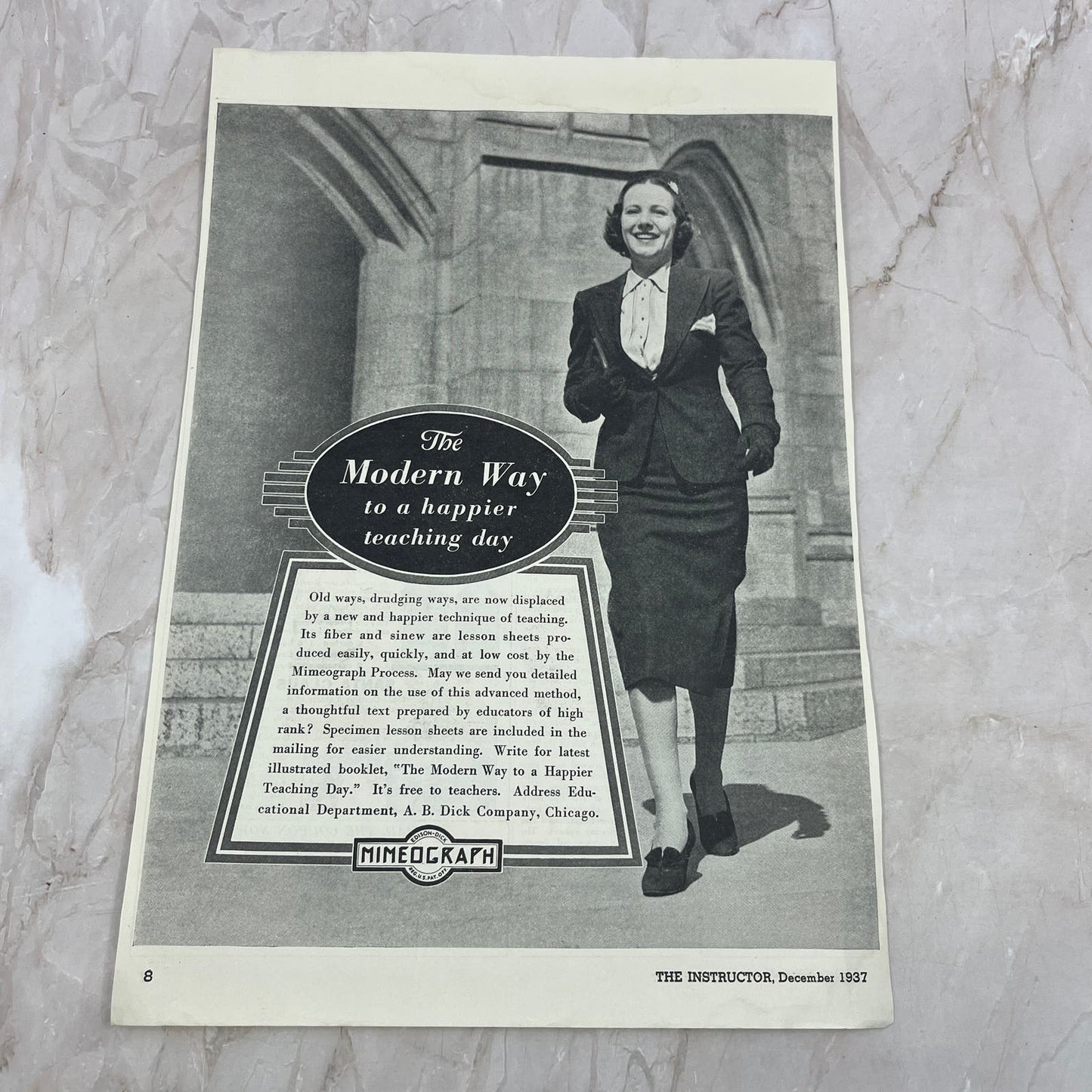 1937 Edison-Dick Mimeograph 10x14 Vintage Magazine Advertisement FL6-5