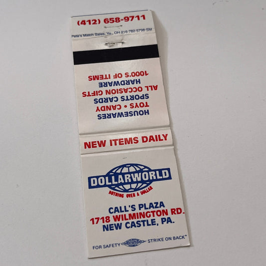 Dollarwold Call's Plaza New Castle PA Vintage Matchbook Cover TB6-MB2-1
