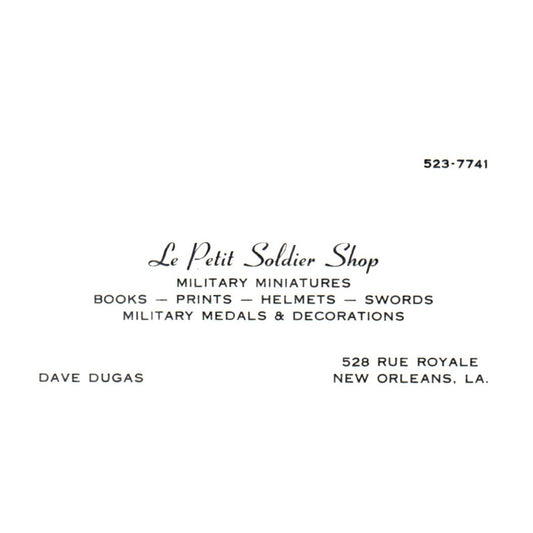 Vintage Le Petit Soldier Shop Dave Dugas New Orleans LA Business Card SF3-B1