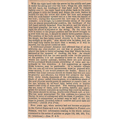 Something About Archery Roger Ascham 3 Pages 1878 Article AG2-7