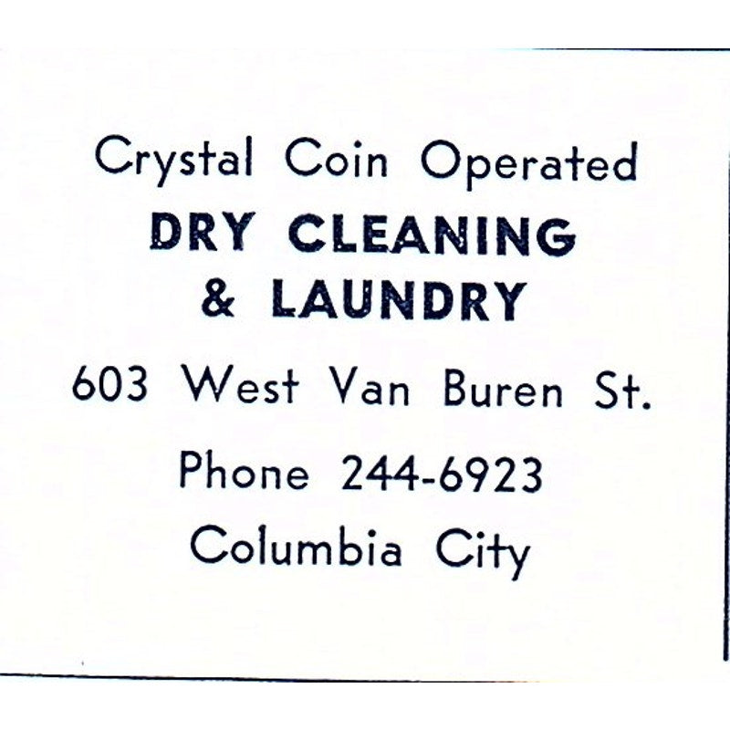 Crystal Coin Operated Dry Cleaning & Laundry Columbia City IN 1964 Ad AG1-S10