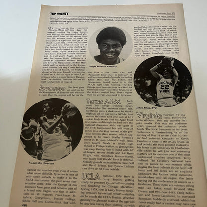Top 20 College Basketball Teams by Curry Kirkpatrick 5 Page 1979 Article AG8-5