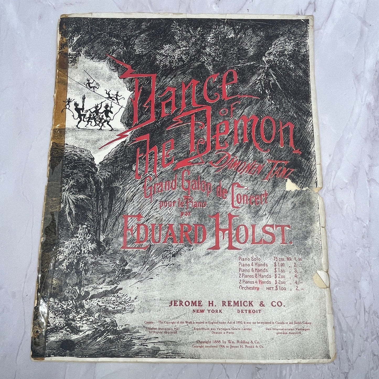 Dance of The Demon Grand Galop de Concert Eduard Holst 1888 Sheet Music V16