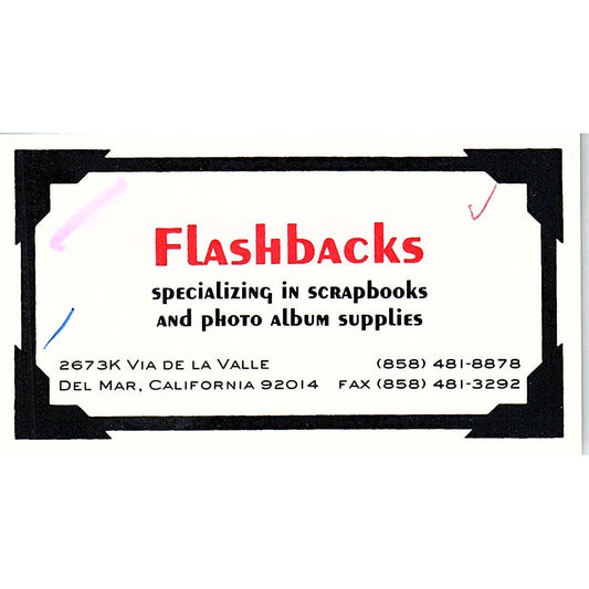 Flashbacks Scrapbooking Del Mar CA Vintage Business Card SC9-B11