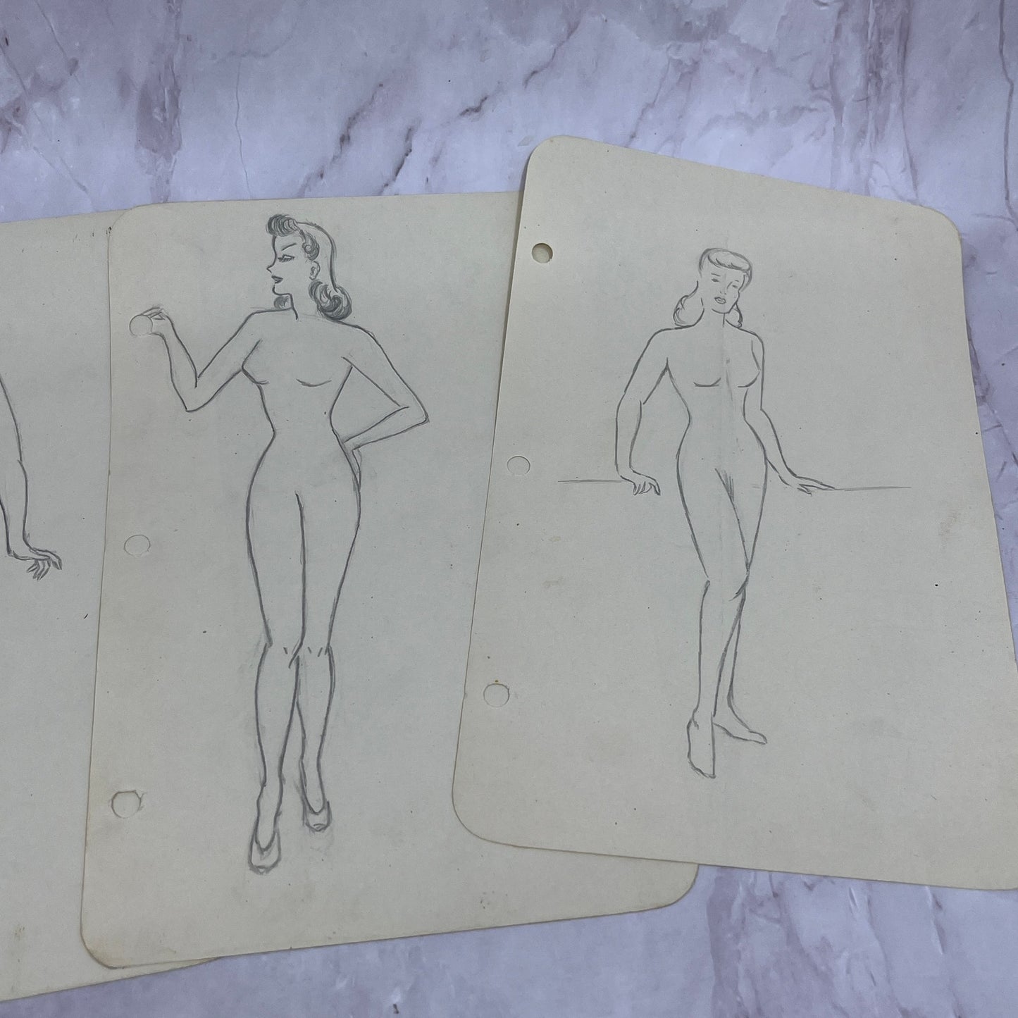 1940s Lot of 15 Art Student 5x8 Female Figural Sketches Winifred Schutsky TC5