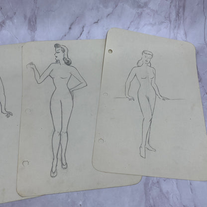 1940s Lot of 15 Art Student 5x8 Female Figural Sketches Winifred Schutsky TC5