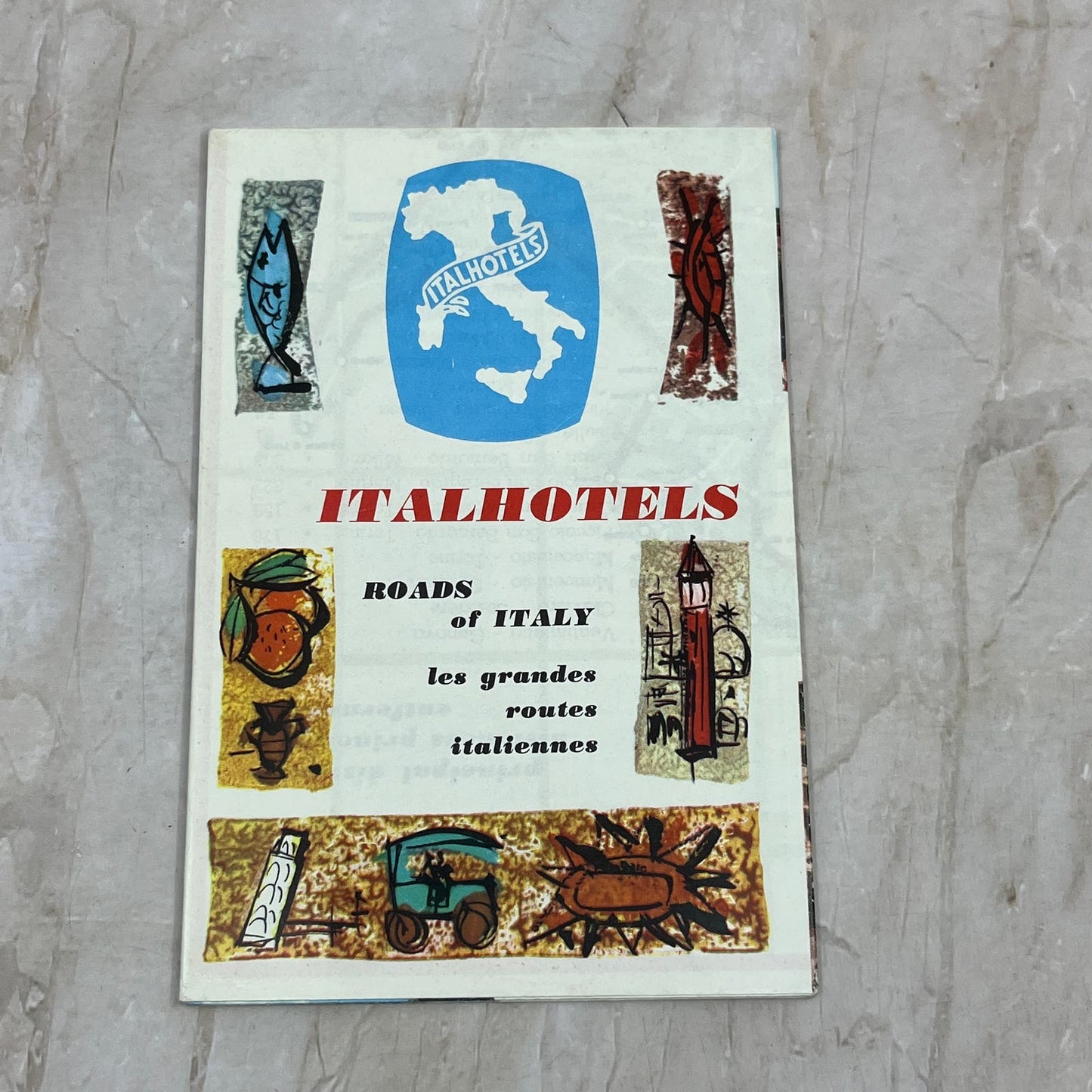 Vintage Italhotels Roads of Italy Fold Out Map and Hotel Guide TI9-P1