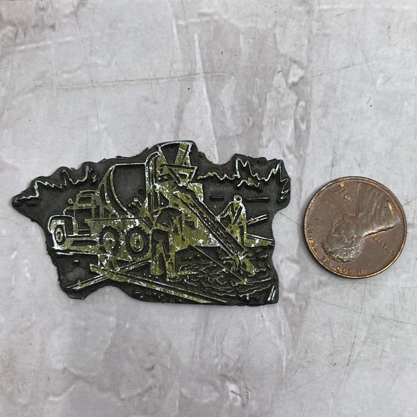 Retro Cement Mixer Truck Vintage Letterpress Printers Block Plate SF5-S