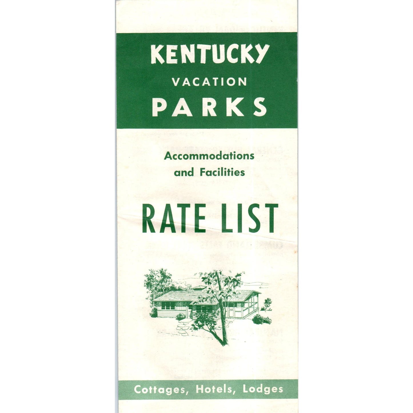 1950s Kentucky Vacation Parks Rate List Fold Out Travel Brochure AE8