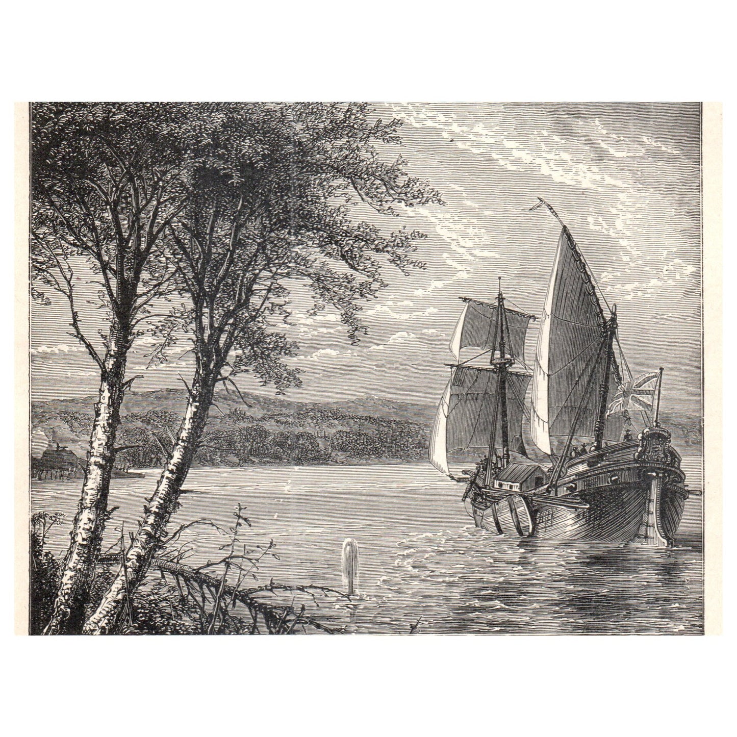 Plymouth Vessel Passing Good Hope 1911 Engraving Print AF5-8
