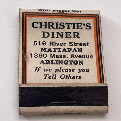 Christie's Diner Mattapan Arlington Vintage Matchbook Cover TB8-MB-10