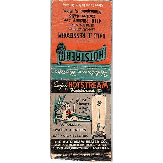Dale H Rennebohm Hotstream Heater Co Minneapolis Vintage Matchbook Cover SC7-Y7
