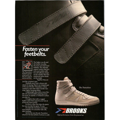 Brooks Transition High Performance Shoe Feetbelts 8x11" 1983 Ad D26