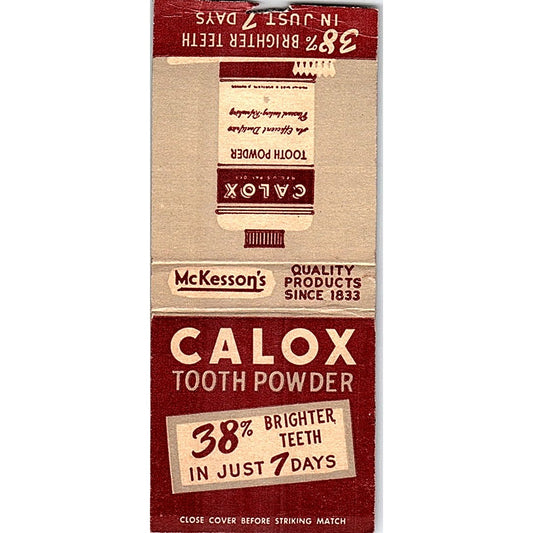 Calox Tooth Powder McKesson's Vintage Matchbook Cover SC7-Y11