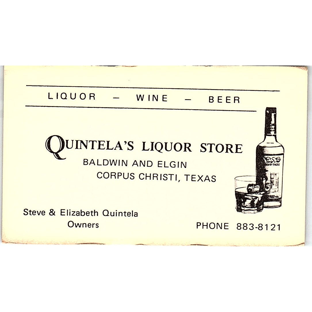 Steve & Elizabeth Quintela's Liquor Store Corpus Christi Business Card SD9-B5