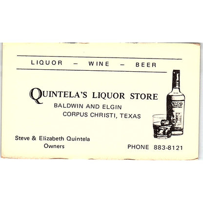 Steve & Elizabeth Quintela's Liquor Store Corpus Christi Business Card SD9-B5