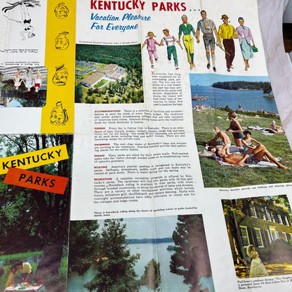 1950s Kentucky Parks Fold Out Travel Map & Brochure TG8-Z