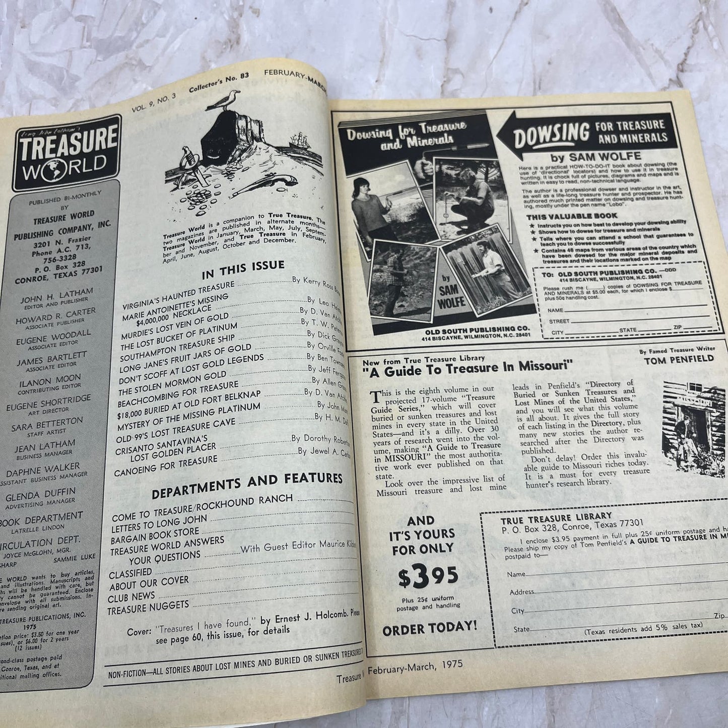 1975 March - Long John Latham's Treasure World Magazine - Treasure Hunting M13