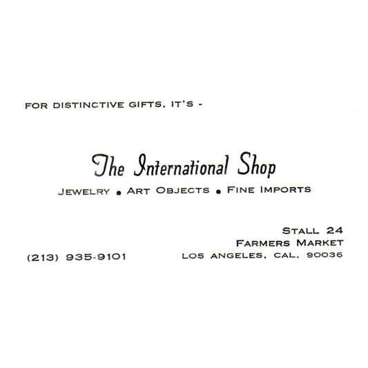 Vintage The International Shop Stall 24 Farmers Market CA Business Card SF3-B1