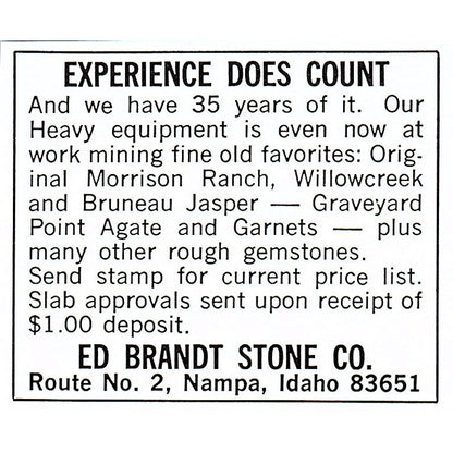 Ed Brandt Stone Co Nampa Idaho 1972 Ad AF8-M2