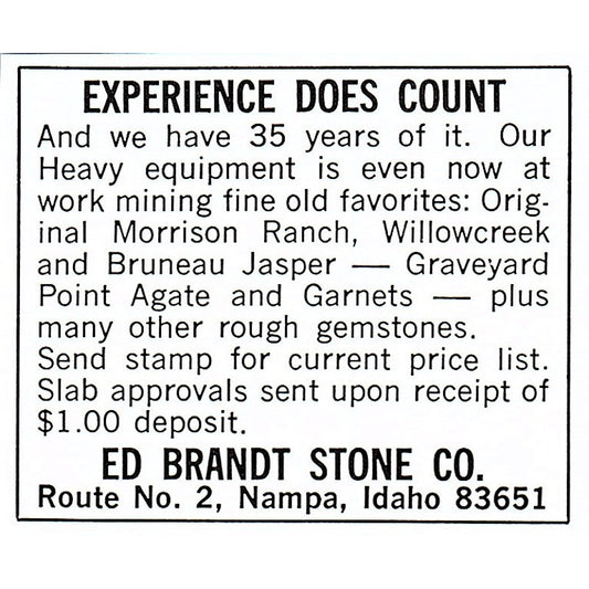 Ed Brandt Stone Co Nampa Idaho 1972 Ad AF8-M2