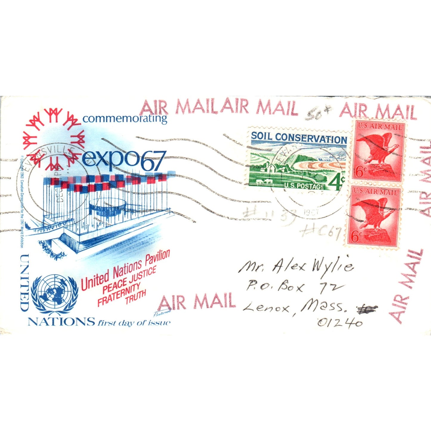 1967 Expo 67 United Nations Soil Conservation Air Mail Postal Cover TI5-PC1