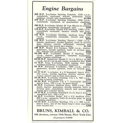 Yacht Boat Engine Bargains Bruns, Kimball & Co NY 1932 Ad AG2-M18