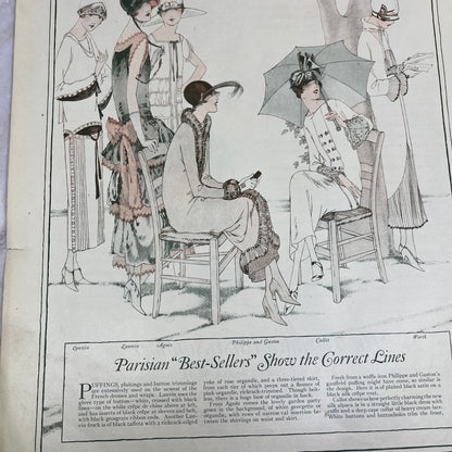 Bestselling Parisian Women's Fashions Two Pages 1924 Magazine Ad FL6-11