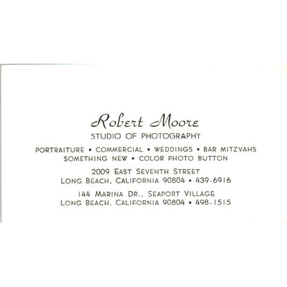 Robert Moore Studio of Photography Long Beach CA Vintage Business Card SD8-B17