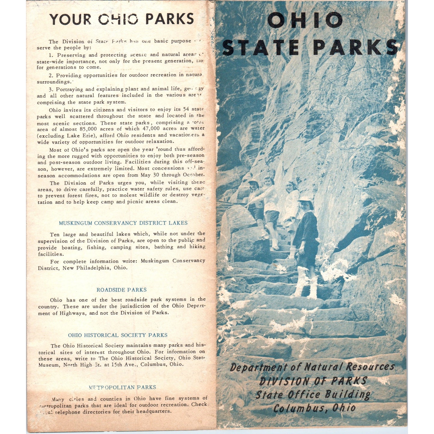 1950s Ohio State Parks Fold Out Map and Travel Brochure TJ5-TB