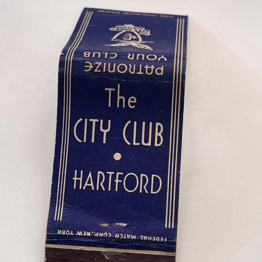 The City Club Hartford CT Vintage Matchbook Cover TB8-MB-15