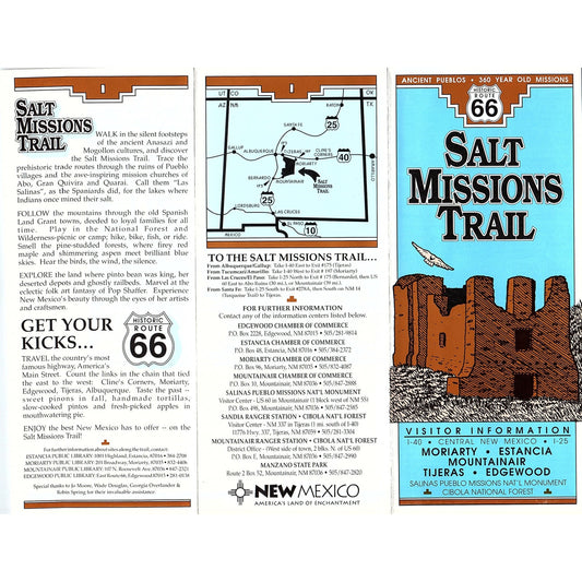 Salt Missions Trail Route 66 New Mexico Vintage Fold Out Travel Brochure TH2-TB1