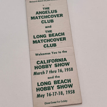 1958 Angelus & Long Beach Matchcover Club CA Vintage Matchbook Cover TB6-MB2-3
