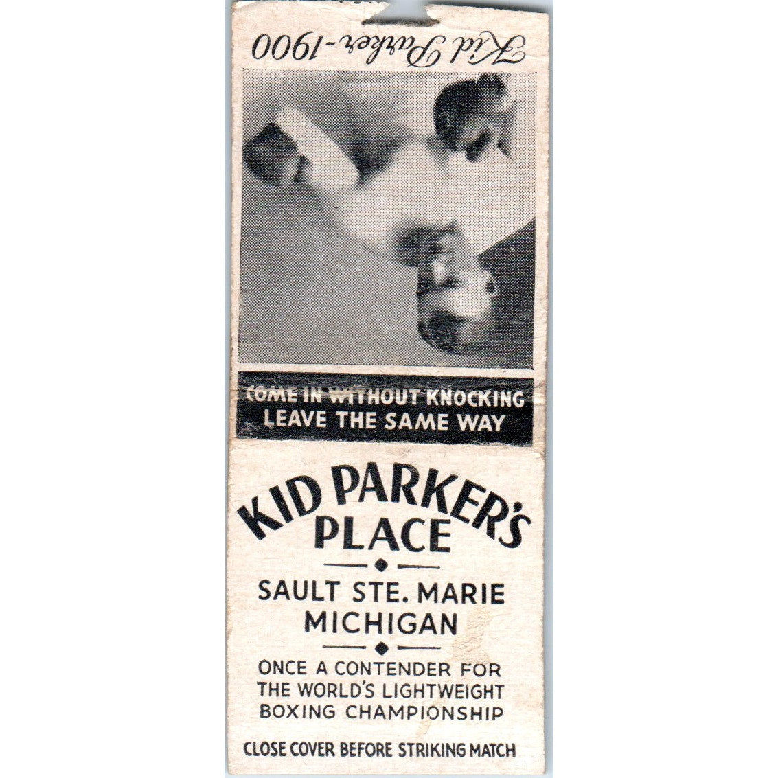 Kid Parker's Place Sault Ste Marie MI Boxing Vintage Matchbook Cover SF4-Y5