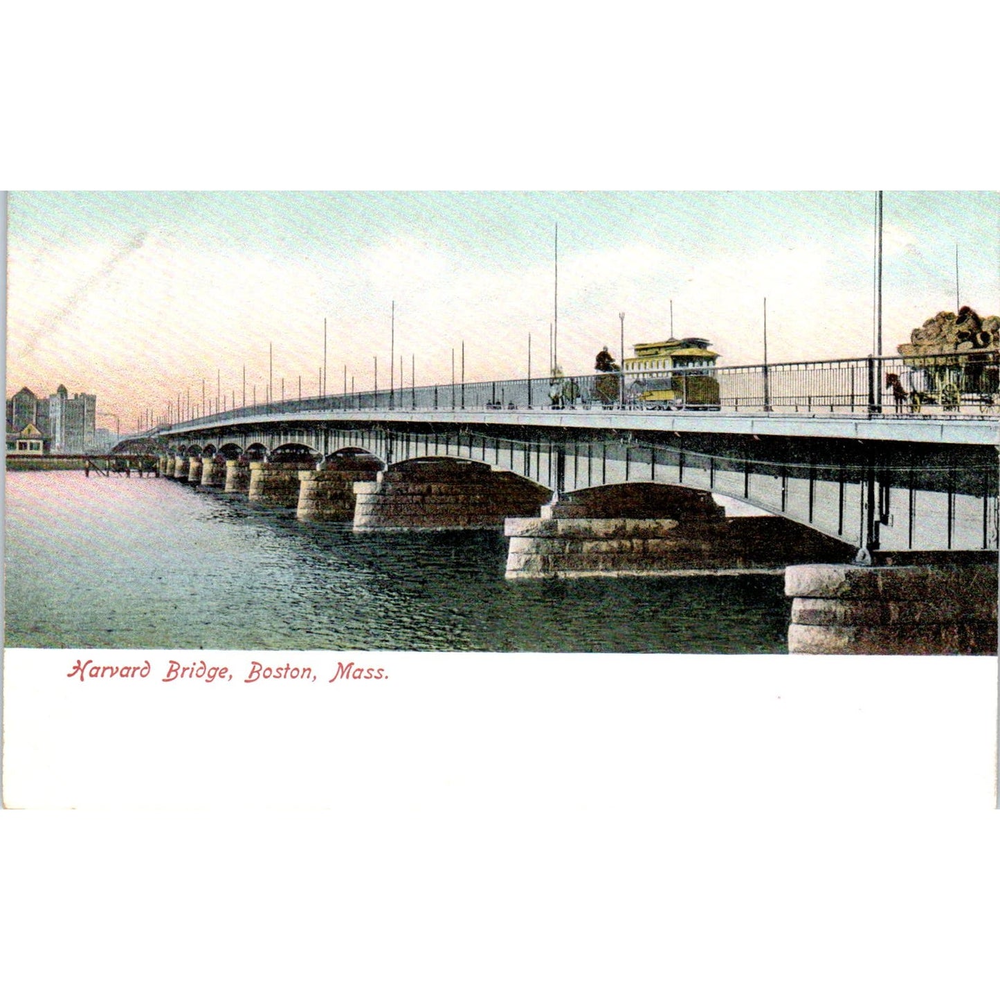 c1905 Harvard Bridge Boston MA Original Postcard PC9