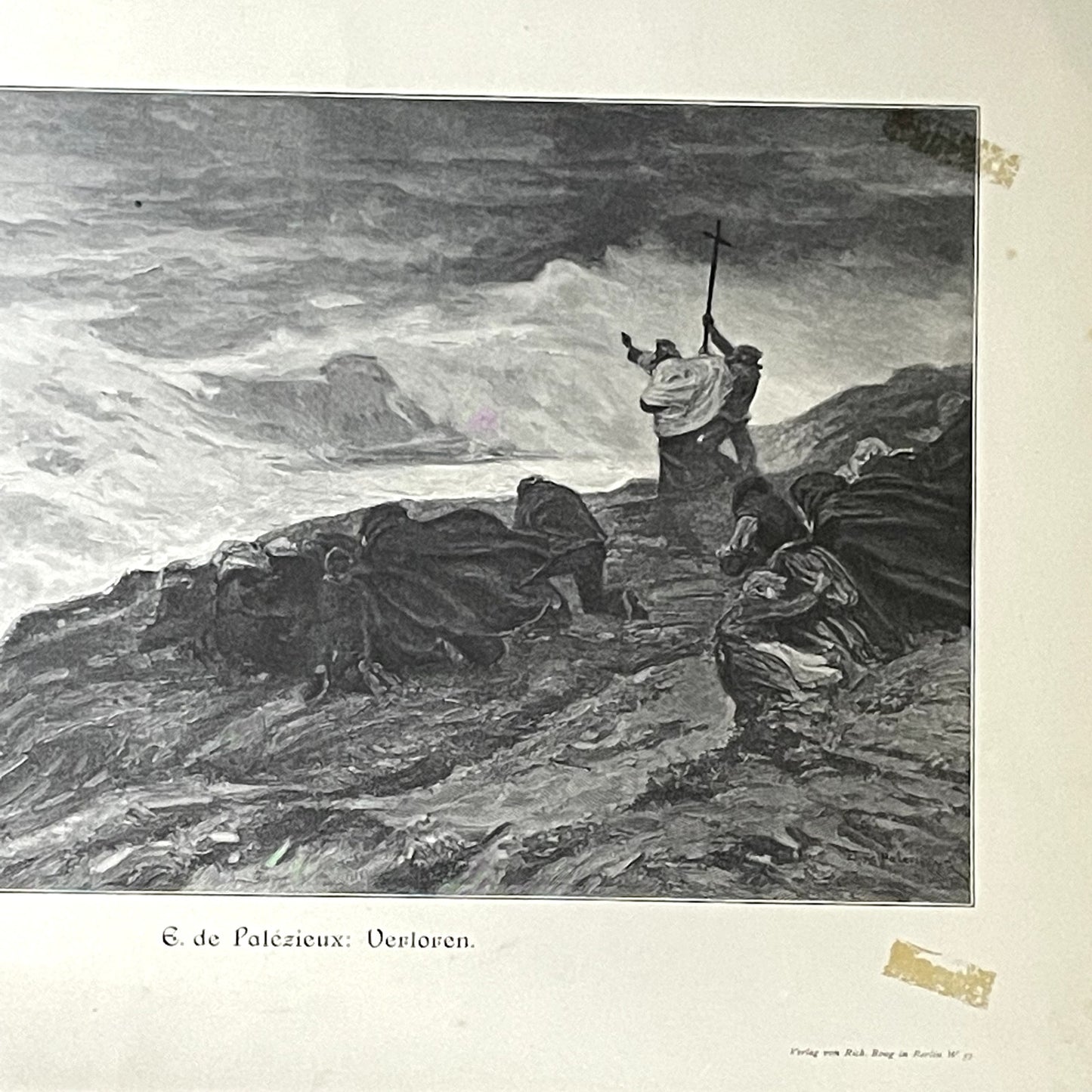 E. de Palézieux: Verloren Vintage Art Print Engraving 11x16 V11