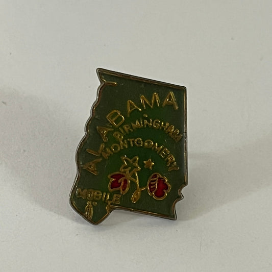 State of Alabama Montgomery Mobile Vintage Lapel Pin Enamel Pinback Button SD6