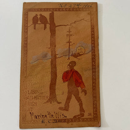 1906 Marinette Wisconsin E.C. Davis Leather Postcard AI9-M26