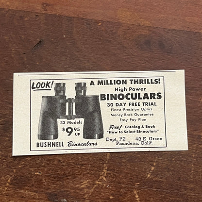 Bushnell Binoculars Pasadena CA 1955 Ad AF9-S2