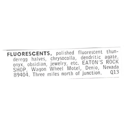 Eaton's Rock Shop Wagon Wheel Motel Fluorescents Denio Nevada 1972 Ad AF8-S9
