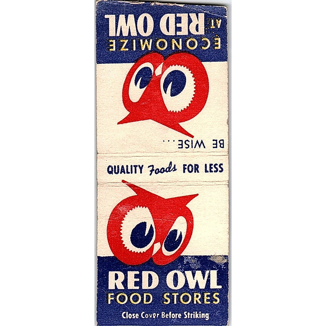 Red Owl Food Stores Grocery Stores Vintage Matchbook Cover SC7-Y9