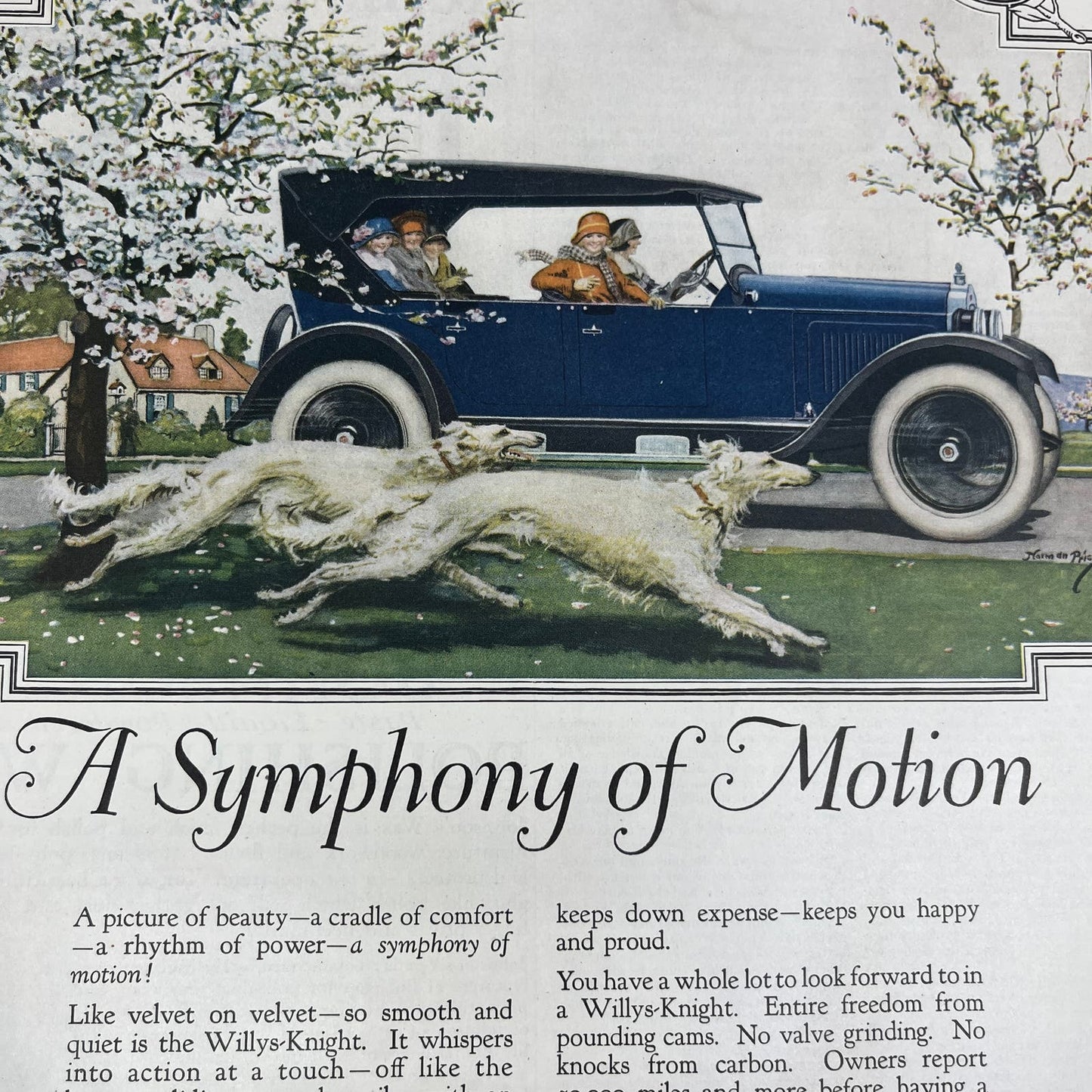 Borzoi Dogs Willys-Knight Automobiles Toledo OH 1924 Magazine Ad FL6-11