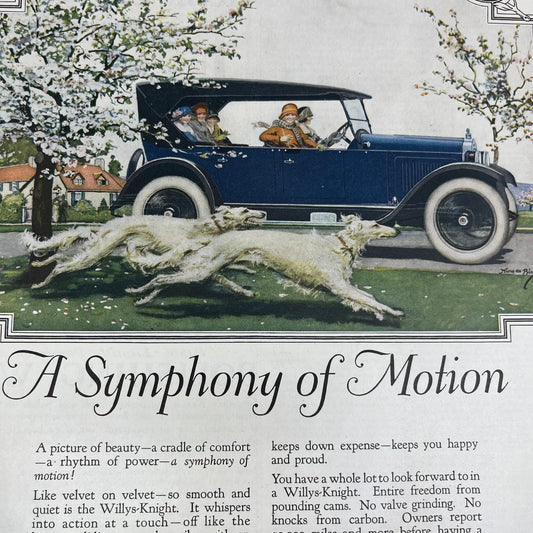 Borzoi Dogs Willys-Knight Automobiles Toledo OH 1924 Magazine Ad FL6-11