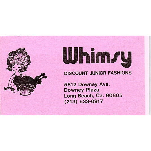 Whimsy Junior Fashions Long Beach CA Vintage Business Card SE5-B4