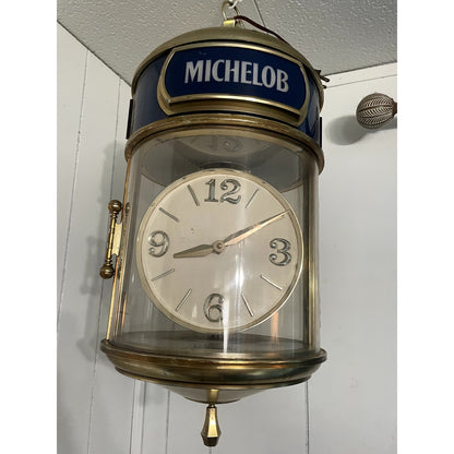 Vintage Michelob Beer Medallion Hanging Clock Bar Light 12x24"