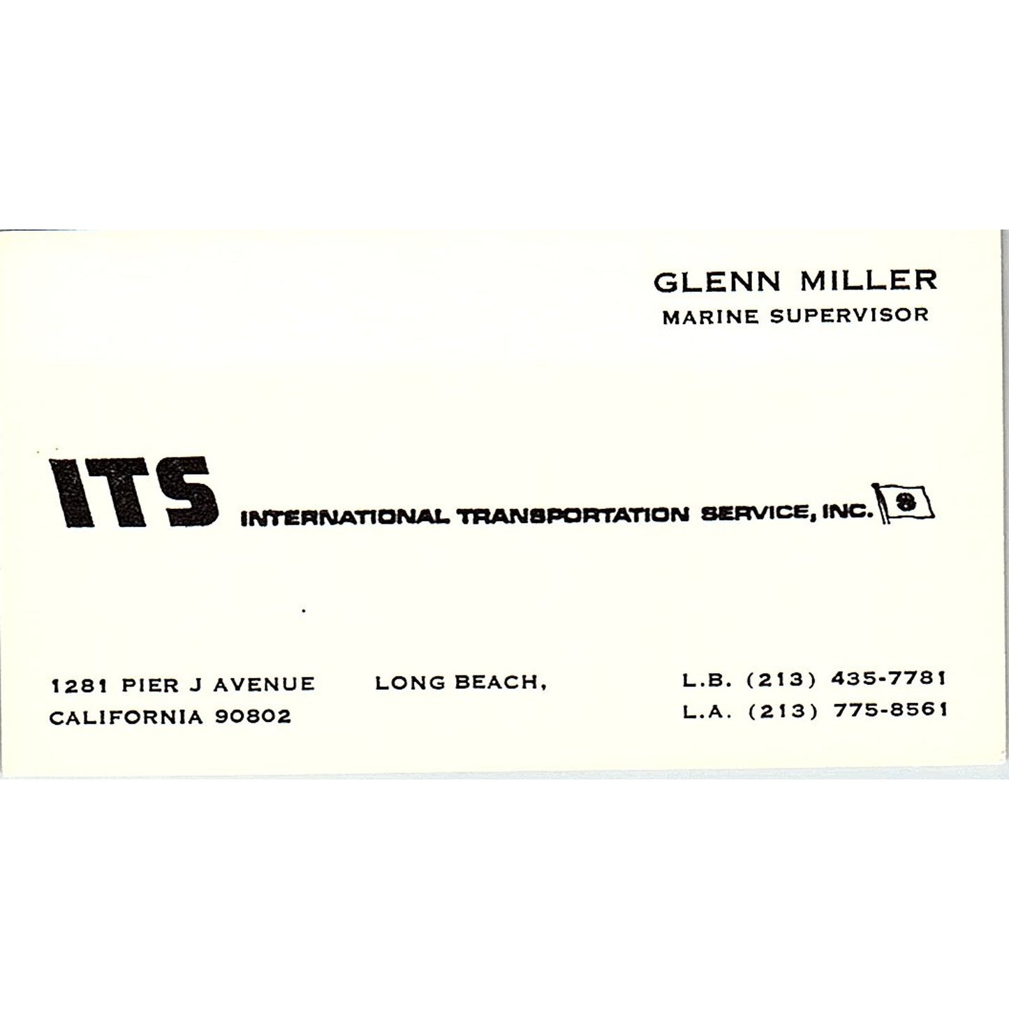 International Transportation Glenn Miller Long Beach CA Business Card SB4-B11